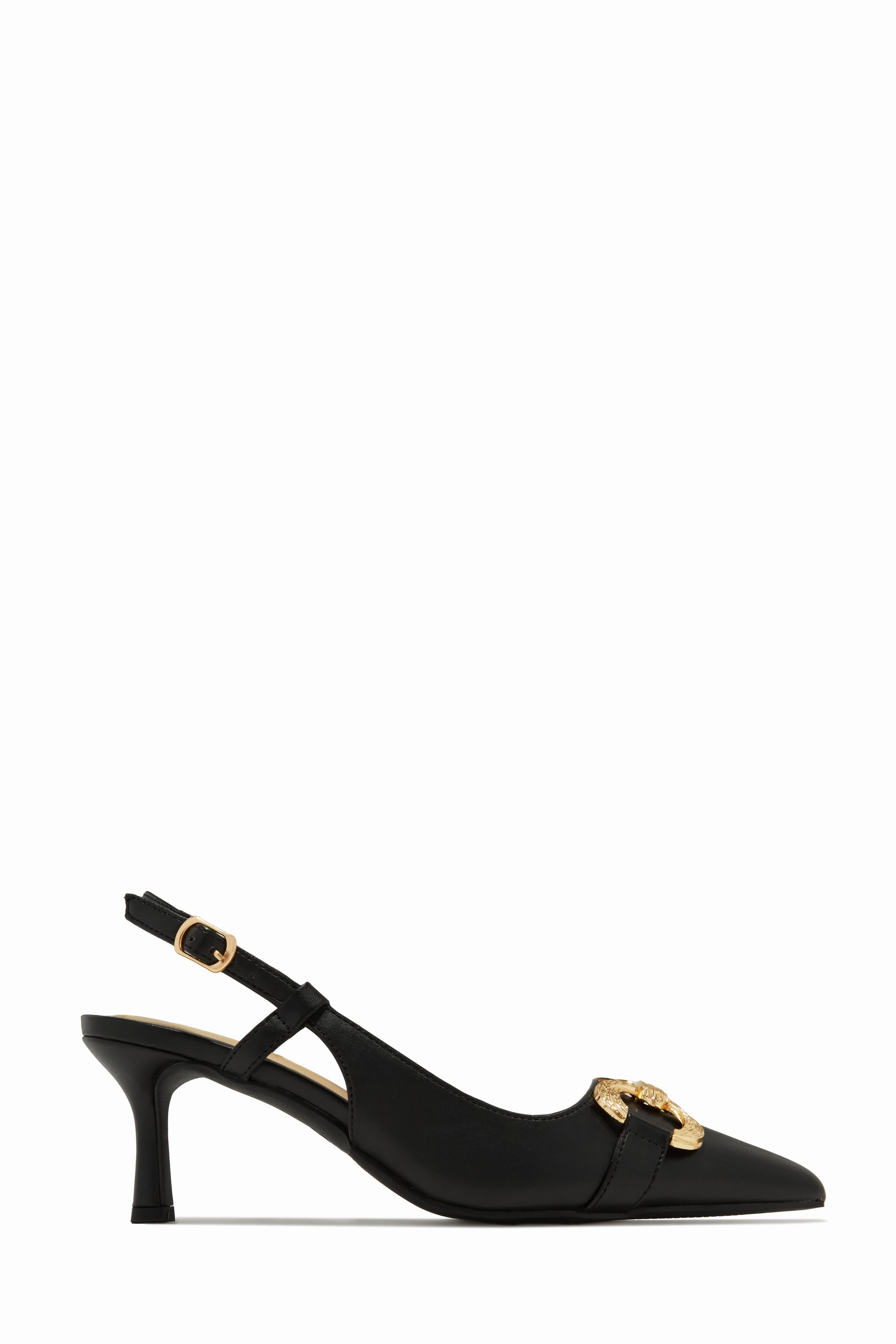 Yvaine Slingback Mid Heel Pumps - Black