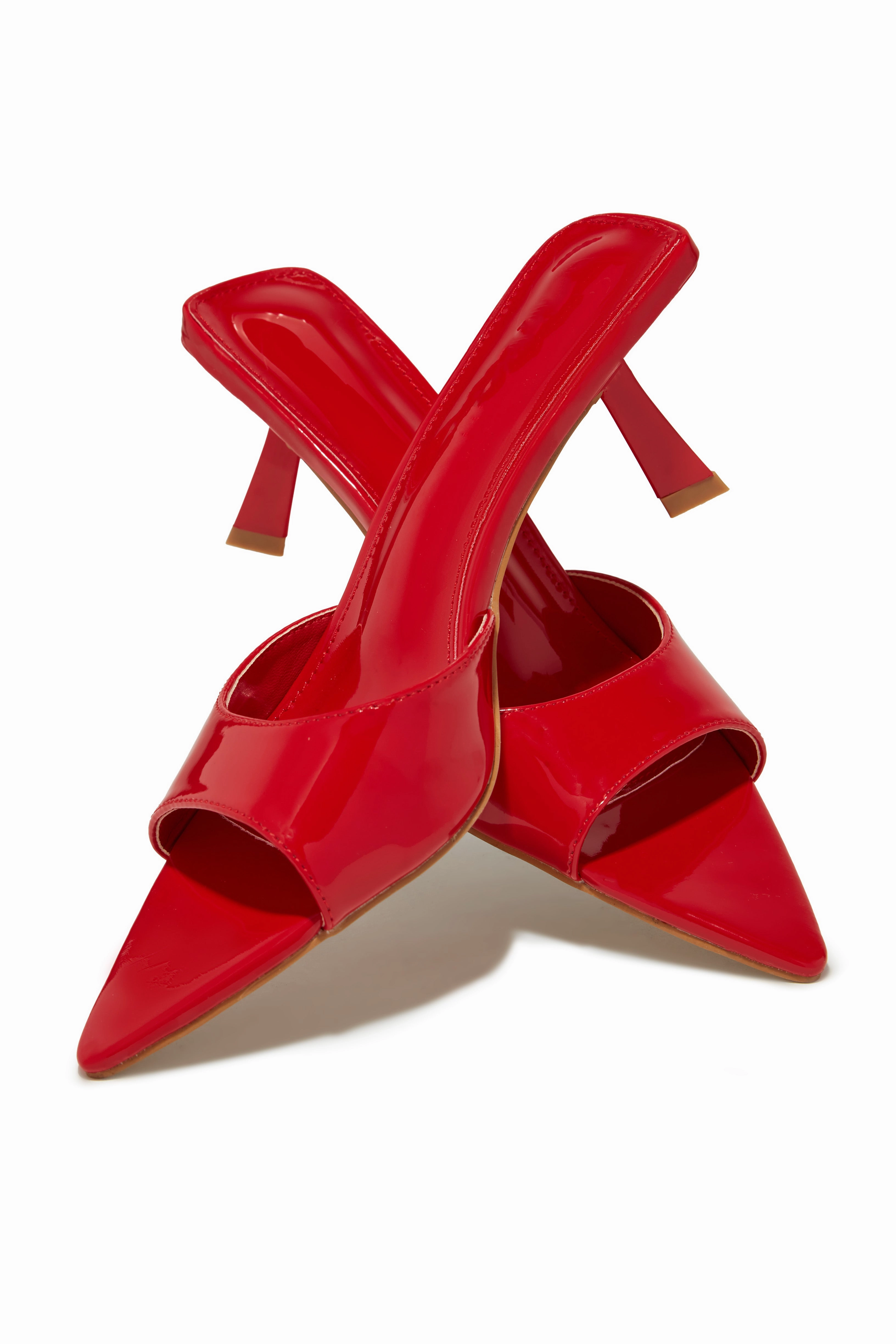 Zarina Mid Heel Mules - Red