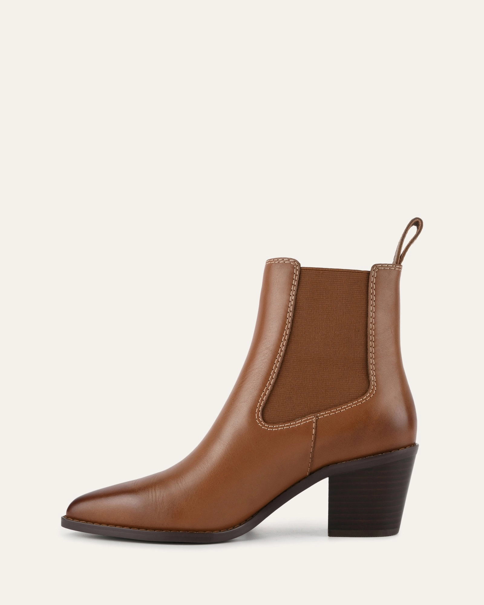 ZELLA MID ANKLE BOOTS DARK TAN LEATHER