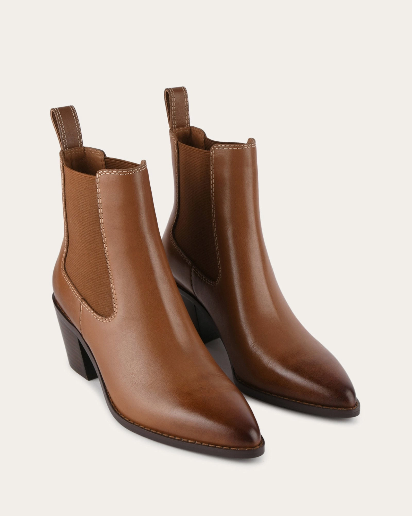 ZELLA MID ANKLE BOOTS DARK TAN LEATHER